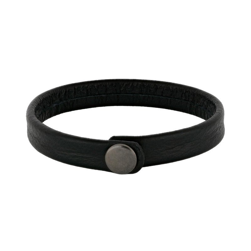 Son of Noa herrearmbånd i sort kalveskind med stållås 19–23 cm